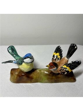 Vintage Crown Staffordshire JT Jones Tom Tit and Finch Bird Figurine. Bone China
